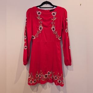 Red Embroidered Dress | US size 6
